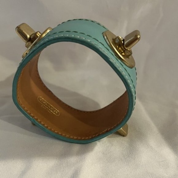 SALE. Coach Wide Leather Turnlock Bracelet - Picture 2 of 5